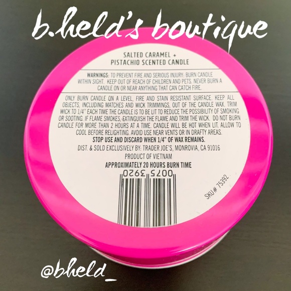 Free w/Bundle Purchase — Trader Joe’s Salted Caramel & Pistachio Candle New NWT - Picture 3 of 6